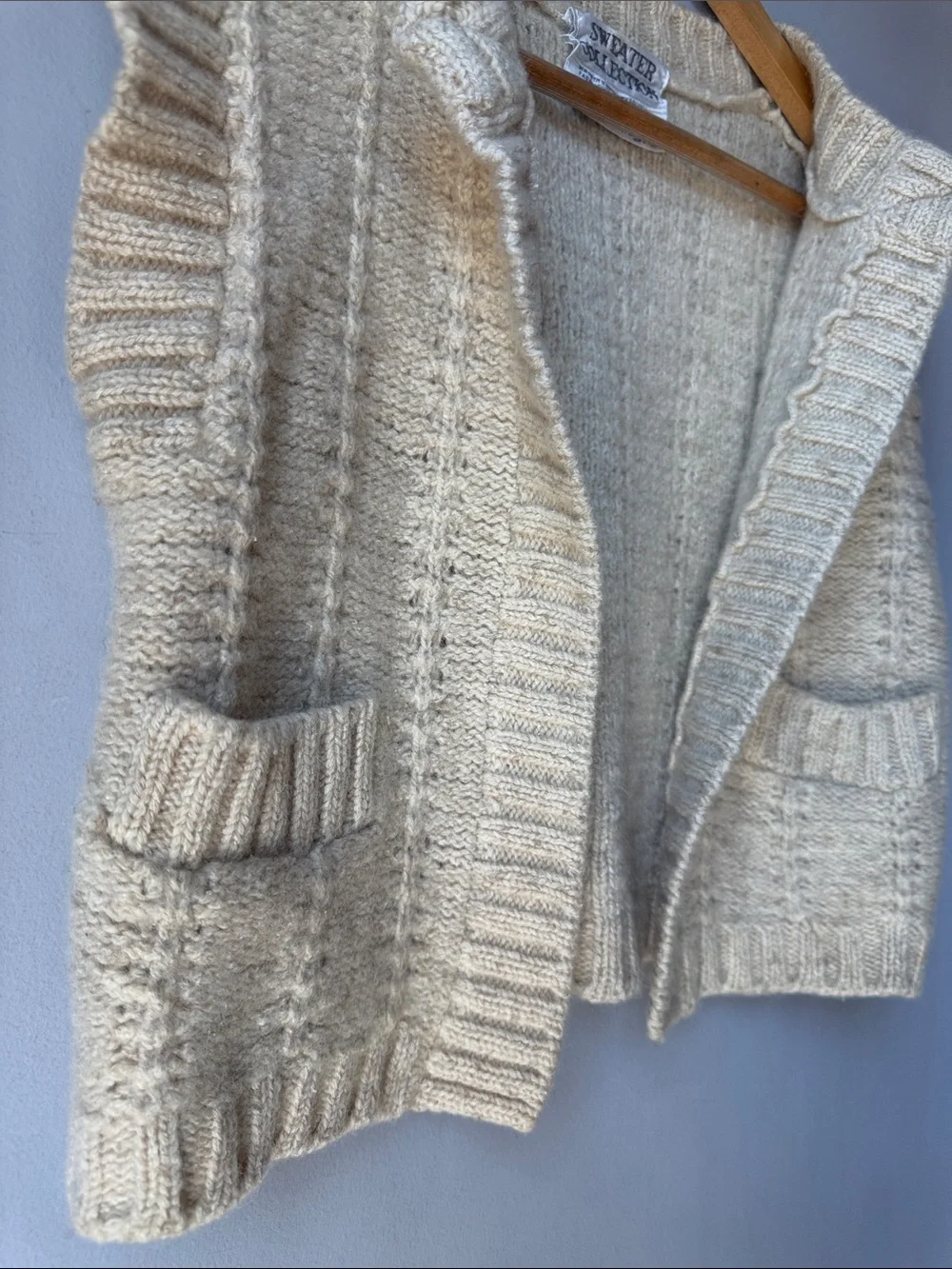 Vintage Penny Lane 70s Boho Wool Silk Campus Cardigan Crop Vest